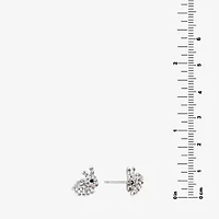 Silver Treasures Bunny Multi Color Crystal Sterling Silver 12.1mm Stud Earrings