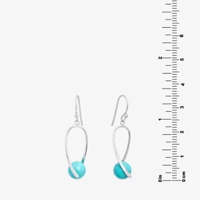 Silver Treasures Genuine Stone Bead Womens Sterling Silver Drop Earrings