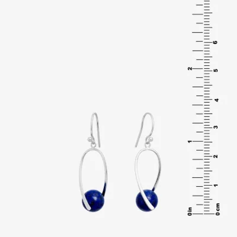 Silver Treasures Genuine Stone Bead Womens Sterling Drop Earrings