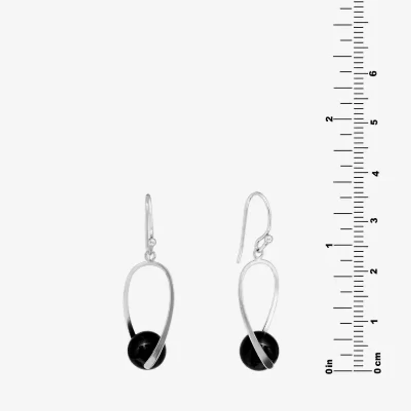 Silver Treasures Genuine Stone Bead Womens Sterling Drop Earrings