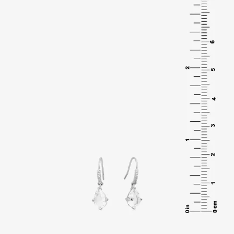 Silver Treasures Womens Crystal Sterling Drop Earrings