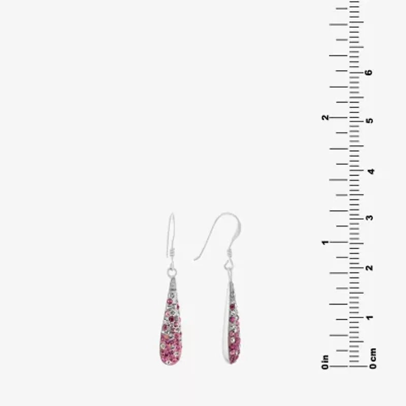 Silver Treasures Ombre Womens Multi Color Crystal Sterling Drop Earrings