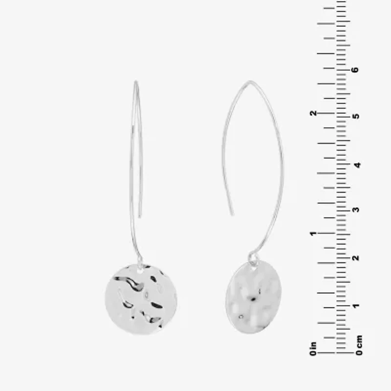 Silver Reflections Hammered Threader Womens Pure Silver Over Brass Drop Earrings