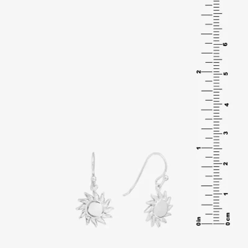 Silver Reflections Sun Womens Pure Silver Over Brass Drop Earrings