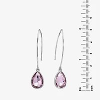 Sparkle Allure Threader Womens Pink Crystal Pure Silver Over Brass Drop Earrings