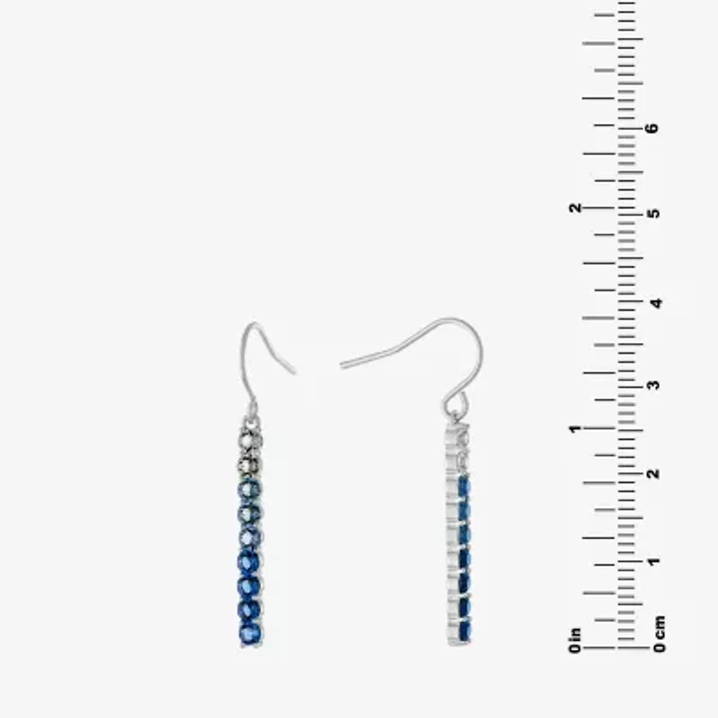 Sparkle Allure Womens Blue Crystal Pure Silver Over Brass Drop Earrings