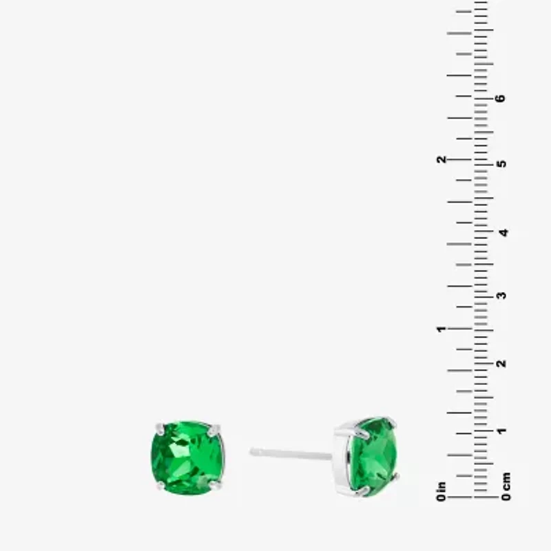 Sparkle Allure Green Crystal 11.9mm Square Stud Earrings
