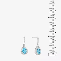 Sparkle Allure Halo Womens Crystal Pure Silver Over Brass Drop Earrings