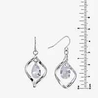 Sparkle Allure Womens Crystal Pure Silver Over Brass Pear Drop Earrings