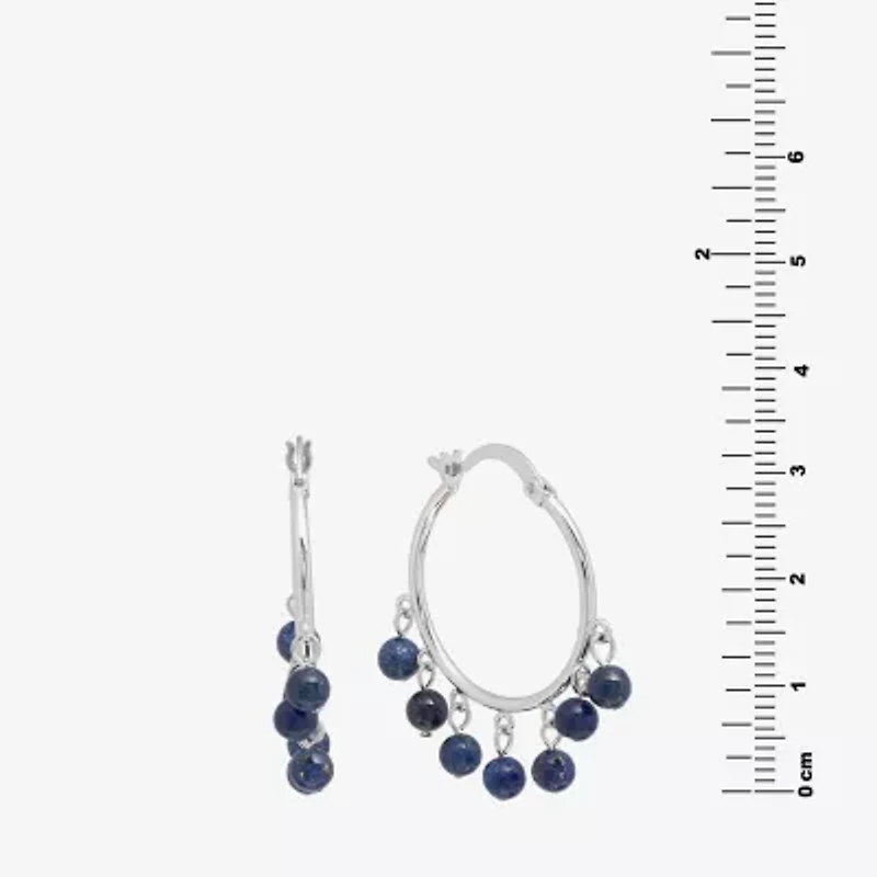 Sparkle Allure Genuine Stone Beaded Womens Pink 32.5mm Hoop Earrings