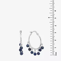 Sparkle Allure Genuine Stone Beaded Womens Pink 32.5mm Hoop Earrings