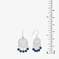 Sparkle Allure Filigree Genuine Stone Beaded Womens Pink Pure Silver Over Brass Drop Earrings