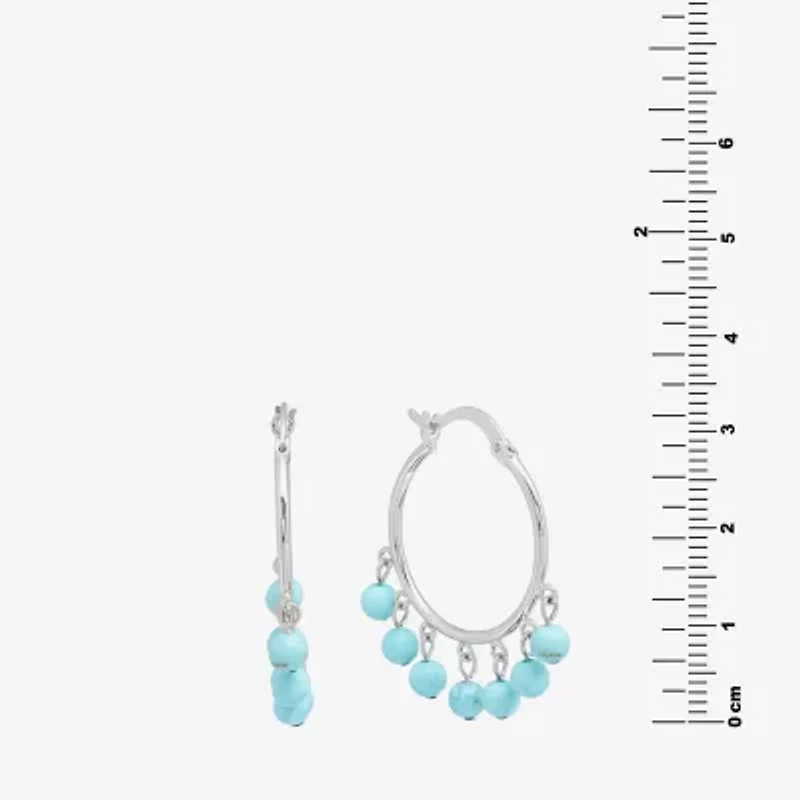 Sparkle Allure Genuine Stone Beaded Womens Pink 32.5mm Hoop Earrings