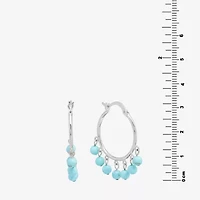 Sparkle Allure Genuine Stone Beaded Womens Pink 32.5mm Hoop Earrings