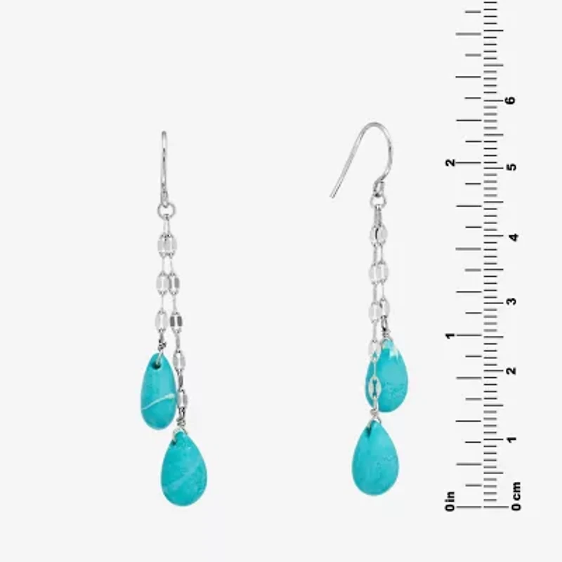 Sparkle Allure Genuine Stone Beaded Womens Pink Pure Silver Over Brass Drop Earrings