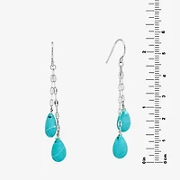 Sparkle Allure Genuine Stone Beaded Womens Pink Pure Silver Over Brass Drop Earrings