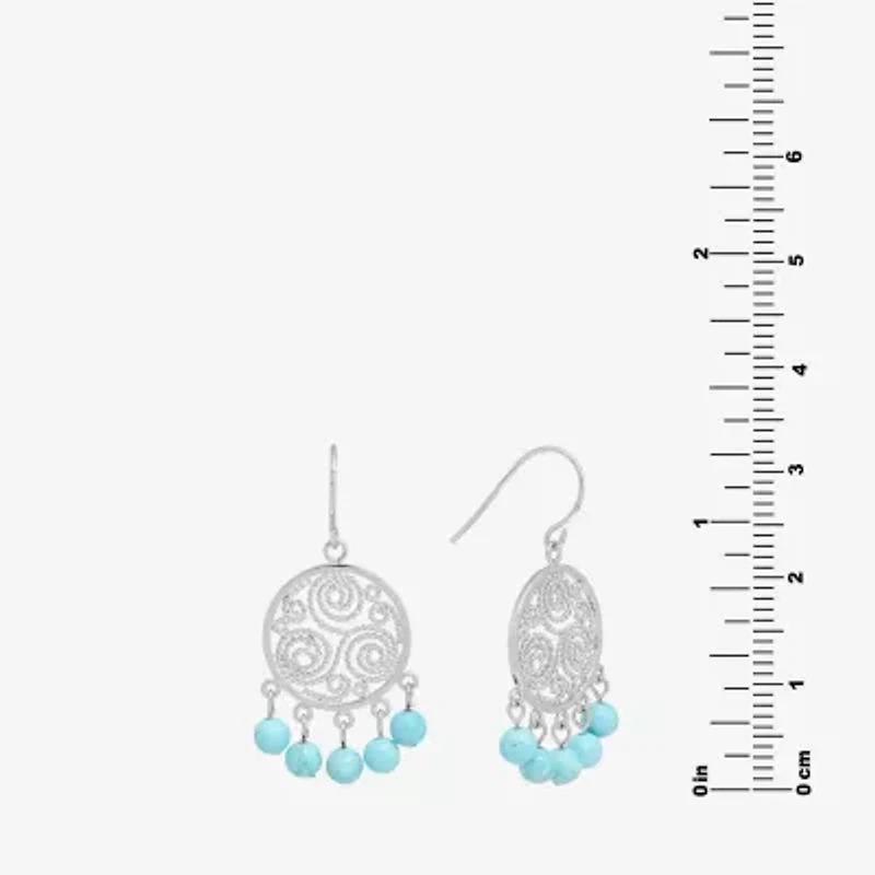 Sparkle Allure Filigree Genuine Stone Beaded Womens Pink Pure Silver Over Brass Drop Earrings