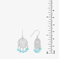 Sparkle Allure Filigree Genuine Stone Beaded Womens Pink Pure Silver Over Brass Drop Earrings