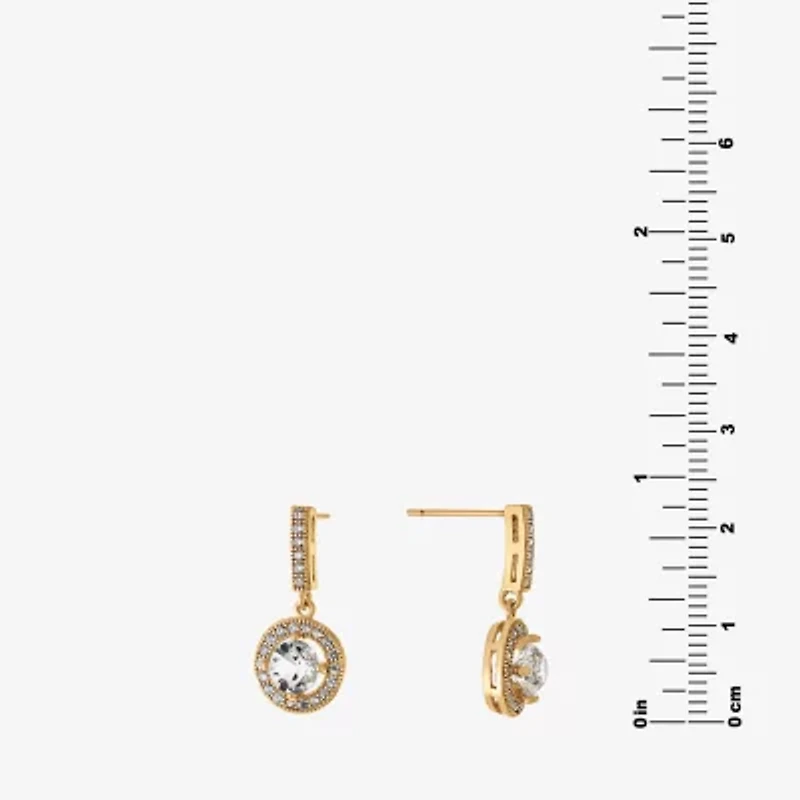 Sparkle Allure Womens Crystal 14K Gold Over Brass Drop Earrings