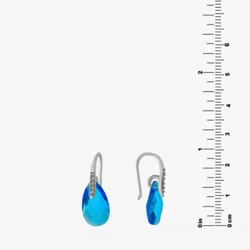 Sparkle Allure Womens Crystal Pure Silver Over Brass Drop Earrings