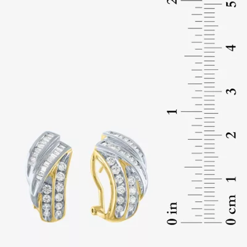 Whale Tail (G-H / Si2-I1) Womens 1 CT. T.W. Lab Grown White Diamond 10K Gold Hoop Earrings
