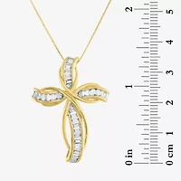 G-H / Si2-I1) Womens 1/ CT. T.W. Lab Grown White Diamond 10K Gold Cross 18 Inch Pendant Necklace