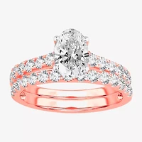 Signature By Modern Bride (H-I / Si1-Si2) Womens 2 CT. T.W. Lab Grown White Diamond 10K Rose Gold Oval Bridal Set