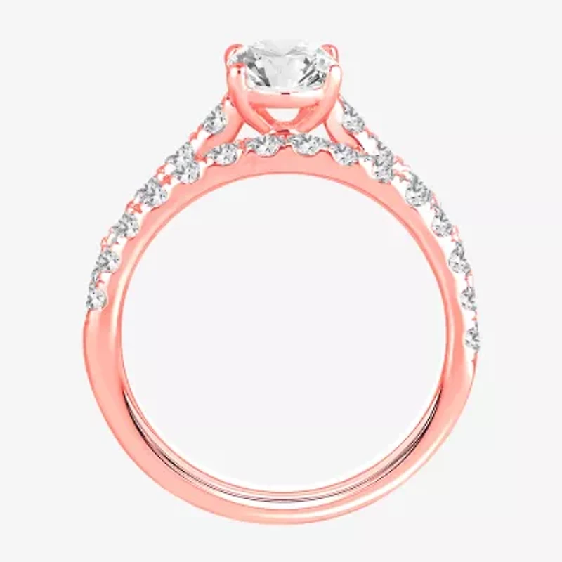 Signature By Modern Bride (H-I / Si1-Si2) Womens 2 CT. T.W. Lab Grown White Diamond 10K Rose Gold Oval Bridal Set