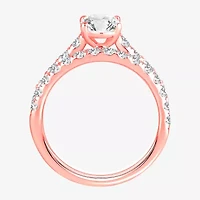 Signature By Modern Bride (H-I / Si1-Si2) Womens 2 CT. T.W. Lab Grown White Diamond 10K Rose Gold Oval Bridal Set