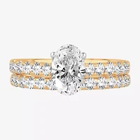 Signature By Modern Bride (H-I / Si1-Si2) Womens 2 CT. T.W. Lab Grown White Diamond 10K Gold Oval Bridal Set