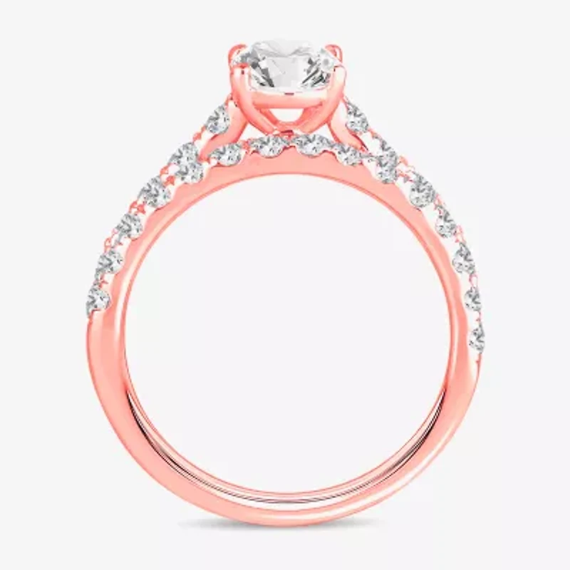 Signature By Modern Bride (H-I / Si1-Si2) Womens 2 CT. T.W. Lab Grown White Diamond 14K Rose Gold Oval Bridal Set