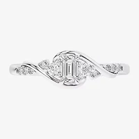 (G-H / Si1-Si2) Womens 1/3 CT. T.W. Lab Grown White Diamond Sterling Silver Side Stone 3-Stone Promise Ring