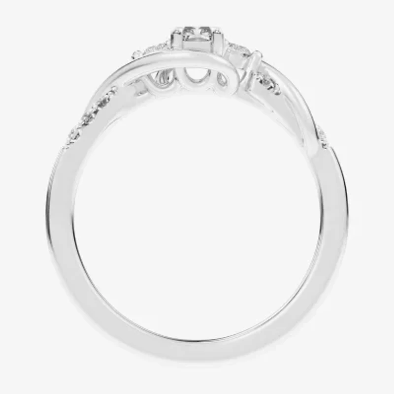 (G-H / Si1-Si2) Womens 1/3 CT. T.W. Lab Grown White Diamond Sterling Silver Side Stone 3-Stone Promise Ring