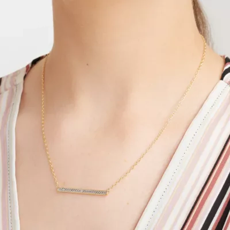 Sparkle Allure Diamond Accent 18K Gold Over Brass 18 Inch Cable Rectangular Pendant Necklace