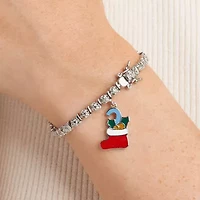 Sparkle Allure Stocking Charm Womens Natural White Diamond Accent Pure Silver Over Brass 7.25 Inch Tennis Bracelet