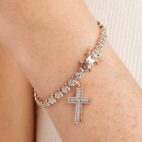 Sparkle Allure Womens Natural Diamond Accent Cross 7.25 Inch Tennis Bracelet