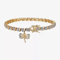 Sparkle Allure Dragonfly 14k Gold Over Bronze Womens Natural Diamond Accent Round 7.25 Inch Tennis Bracelet
