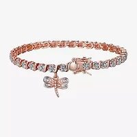 Sparkle Allure Dragonfly 14k Rose Gold Over Bronze Womens Natural Diamond Accent Round 7.25 Inch Tennis Bracelet