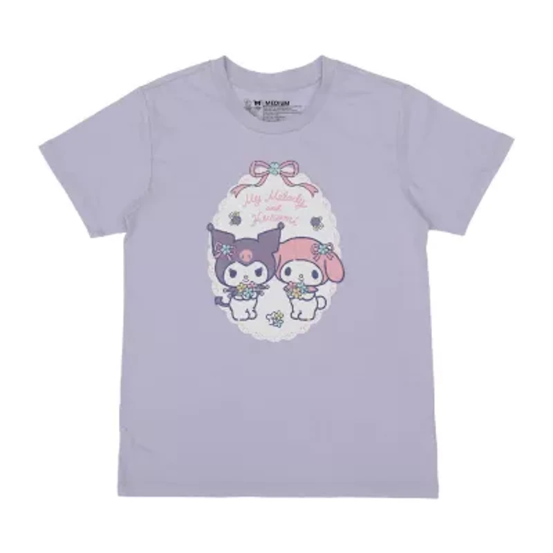 Womens Kuromi Plush Crew Neck Short Sleeve 2-pc. Pajama Sets