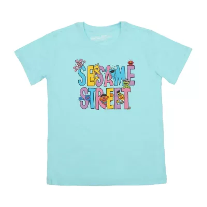 Womens Sesame Street Plush Crew Neck Short Sleeve 2-pc. Pajama Sets