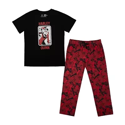 Harley Quinn Womens Plush Crew Neck Short Sleeve 2-pc. Pajama Sets