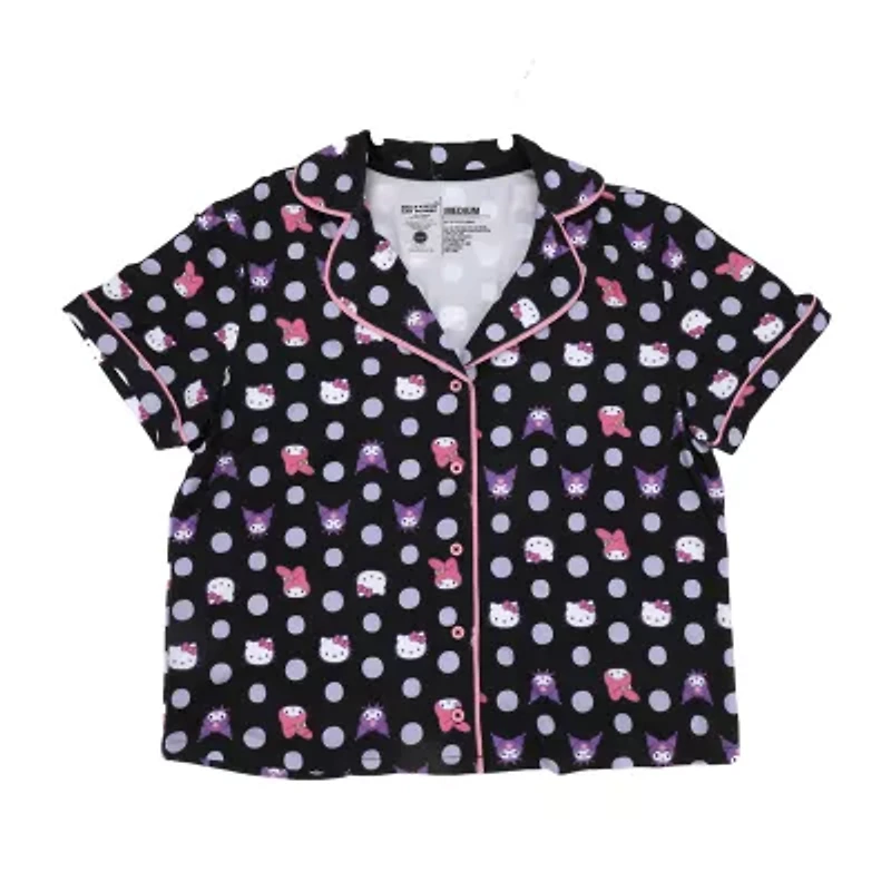 Womens Hello Kitty Plush Crew Neck Short Sleeve 2-pc. Pajama Sets