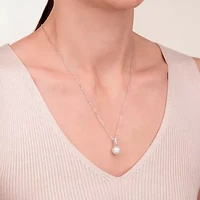 Womens Diamond Accent Cultured Freshwater Pearl Sterling Silver 18 Inch Pendant Necklace