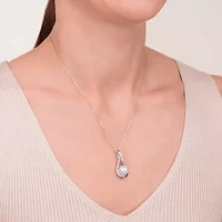 Womens Diamond Accent White Cultured Freshwater Pearl Sterling Silver 18 Inch Pendant Necklace