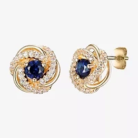 Lab Created Blue Sapphire 18K Gold Over Silver 10.6mm Stud Earrings