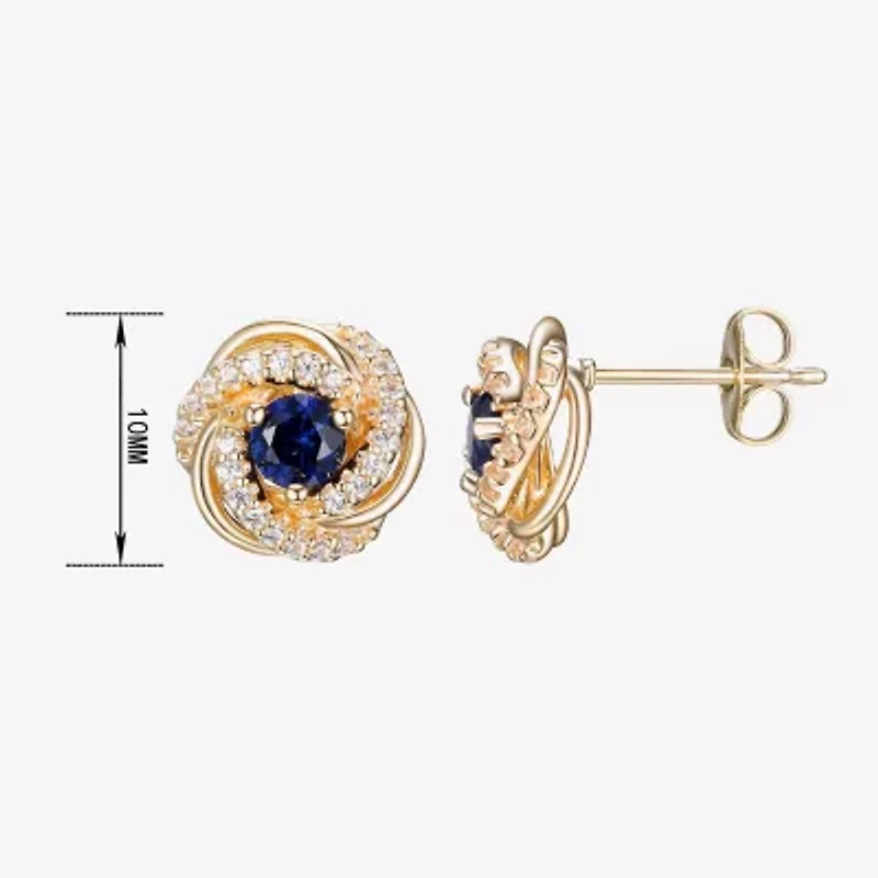 Lab Created Blue Sapphire 18K Gold Over Silver 10.6mm Stud Earrings