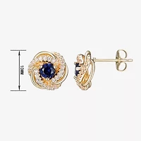 Lab Created Blue Sapphire 18K Gold Over Silver 10.6mm Stud Earrings