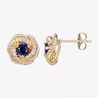 Lab Created Blue Sapphire 18K Gold Over Silver 10.6mm Stud Earrings