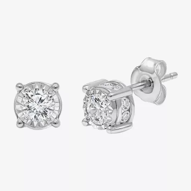 Tru Miracle 1 CT. T.W. Natural Diamond Round Stud Earrings 14K Gold
