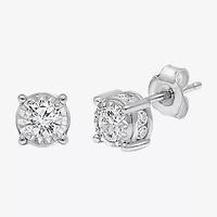 Tru Miracle 1 CT. T.W. Natural Diamond Round Stud Earrings 14K Gold